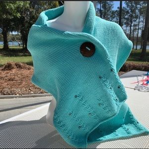 Pure & Co. Hand Knit Scarf Aqua Turquoise Blue